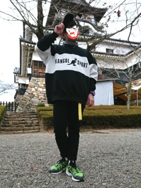 「WEGO（ウィゴー）のアイテム（スウェット、ブラック系）」を使った、MASAさん（メンズ・160cm）の冬コーディネート