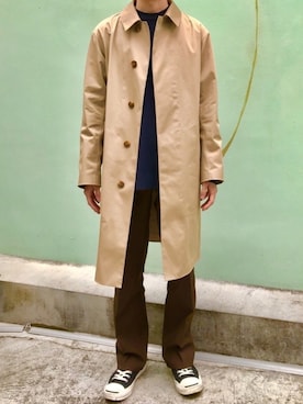 「Wrangler」｜「アイテム（ステンカラーコート）」を使った、piraさん（メンズ・167cm）の冬コーディネート