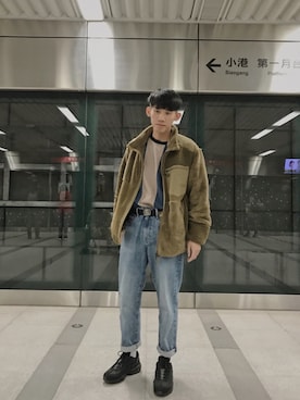 「アイテム（ダッフルコート、ブラウン系）」を使った、翰さん（メンズ・175cm）の冬コーディネート