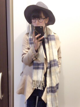 「ロングニット」｜「アイテム（帽子）」を使った、ｙａｔｏさん（レディース・163cm）の冬コーディネート