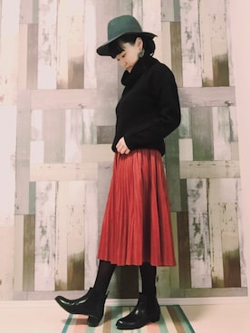 「テラコッタ」｜「アイテム（チェスターコート）」を使った、ｙａｔｏさん（レディース・163cm）の冬コーディネート