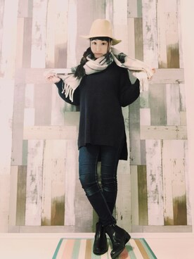 「サンキューマートのアイテム（ハット、ベージュ系）」を使った、ｙａｔｏさん（レディース・163cm）の春コーディネート