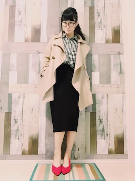 「ポニーテール」｜「アイテム（トレンチコート）」を使った、ｙａｔｏさん（レディース・163cm）の春コーディネート