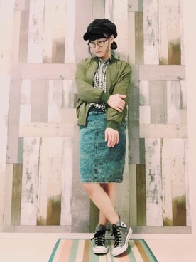 「WEGO（ウィゴー）のWEGO/スエードキャスケット（キャスケット、ブラック系）」を使った、ｙａｔｏさん（レディース・163cm）の春コーディネート