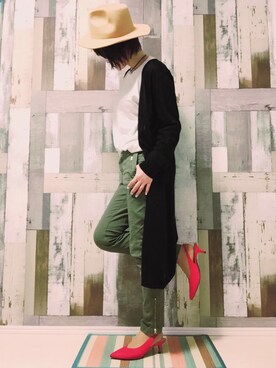 「サンキューマートのアイテム（ハット、ベージュ系）」を使った、ｙａｔｏさん（レディース・163cm）の春コーディネート