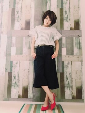 「Avail（アベイル）のアイテム（Tシャツ/カットソー、ホワイト系）」を使った、ｙａｔｏさん（レディース・163cm）の夏コーディネート