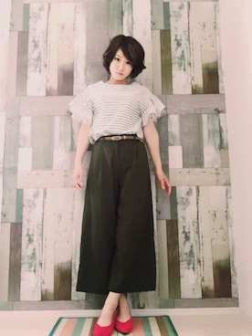 「Avail（アベイル）のアイテム（Tシャツ/カットソー、ホワイト系）」を使った、ｙａｔｏさん（レディース・163cm）の夏コーディネート