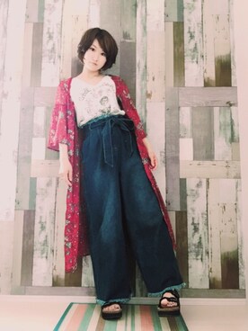 「WEGO（ウィゴー）のアイテム（ワンピース、レッド系）」を使った、ｙａｔｏさん（レディース・163cm）の夏コーディネート