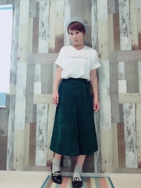 「CINEMA CLUB（シネマクラブ）のアイテム（Tシャツ/カットソー、ホワイト系）」を使った、ｙａｔｏさん（レディース・163cm）の秋コーディネート