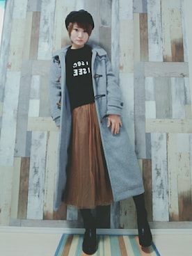 「earth music&ecology（アースミュージックアンドエコロジー）のアイテム（ダッフルコート）」を使った、ｙａｔｏさん（レディース・163cm）の冬コーディネート