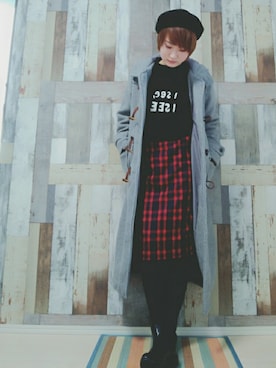 「earth music&ecology（アースミュージックアンドエコロジー）のアイテム（ダッフルコート）」を使った、ｙａｔｏさん（レディース・163cm）の冬コーディネート
