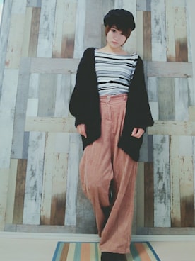 「しまむら（シマムラ）のアイテム（ニット/セーター、ホワイト系）」を使った、ｙａｔｏさん（レディース・163cm）の冬コーディネート