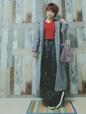 「グレンチェック」｜「アイテム（ダッフルコート）」を使った、ｙａｔｏさん（レディース・163cm）の冬コーディネート