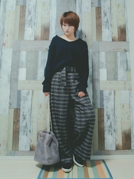 「緑ニット」｜ｙａｔｏさん（レディース・163cm）の冬コーディネート