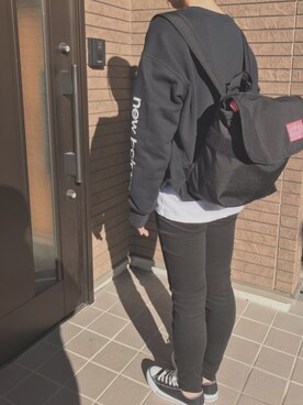 「niko and...（ニコアンド）のアイテム（スウェット、ブラック系）」を使った、ななこさん（レディース・159cm）の秋コーディネート