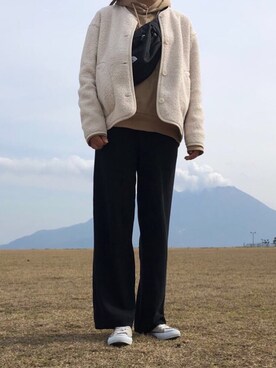 「niko and...（ニコアンド）のアイテム（パンツ、ブラック系）」を使った、ななこさん（レディース・159cm）の春コーディネート