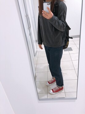「UNIQLO（ユニクロ）のアイテム（パンツ、ブルー系）」を使った、ななこさん（レディース・159cm）の春コーディネート