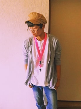 「SEVENDAYS=SUNDAY（セブンデイズサンデイ）のアイテム（キャスケット）」を使った、まさてゃん໒꒱· ﾟさん（メンズ・170cm）の春コーディネート