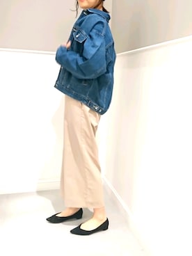 「LEPSIM（レプシィム）のドロップデニムジャケット　821960（デニムジャケット、ブルー系）」を使った、ayaさん（レディース・162cm）の春コーディネート