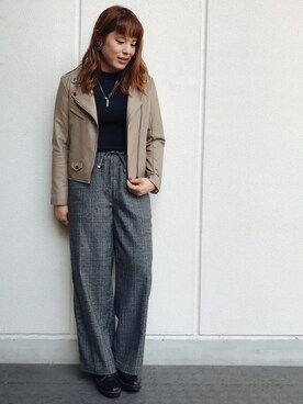 「ALLUMER（アリュメール）のアイテム（パンツ）」を使った、ふじっこ。さん（レディース・160cm）の秋コーディネート