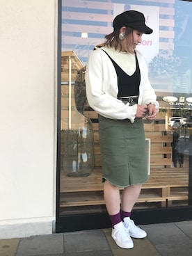 「ALLUMER（アリュメール）のアイテム（スカート）」を使った、ふじっこ。さん（レディース・160cm）の春コーディネート