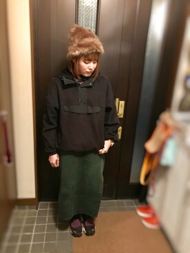 「RNA SWEAT（アールエヌエースウェット）のアイテム」を使った、ふじっこ。さん（レディース・160cm）の冬コーディネート