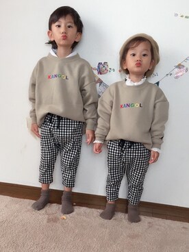 「KANGOL（カンゴール）のアイテム（スウェット）」を使った、れいさん（キッズ・100cm）の秋コーディネート