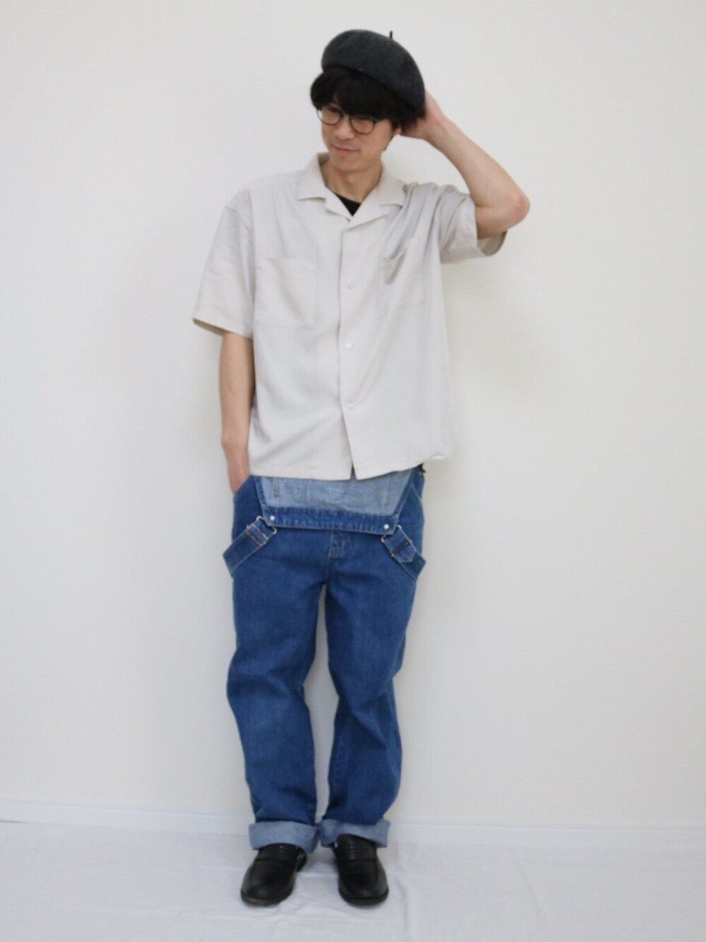 「春、古着、ＧＷ、センスオブプレイス、肌ウーノ、PR」｜「SENSE OF PLACE by URBAN RESEARCHのオープンカラーシャツ(5分袖)（シャツ/ブラウス、ベージュ系）」を使った、ちょこさん（メンズ・174cm）の春コーディネートの1枚目の写真