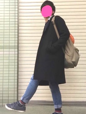 「SENSE OF PLACE by URBAN RESEAR」｜「アイテム（チェスターコート）」を使った、優太さん（メンズ・172cm）の冬コーディネート