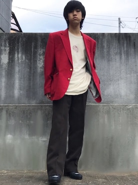 「SHAREEF（シャリーフ）のアイテム（シューズ）」を使った、優太さん（メンズ・172cm）の秋コーディネート