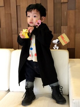 「クリスマス」｜「アイテム（ノーカラージャケット）」を使った、☆RandM☆さん（キッズ・80cm）の冬コーディネート