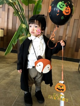 「wearhalloween2017」｜「アイテム（ノーカラージャケット）」を使った、☆RandM☆さん（キッズ・90cm）の秋コーディネート