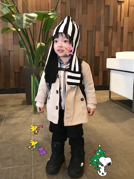 「ZARA KIDS」｜「アイテム（トレンチコート）」を使った、☆RandM☆さん（キッズ・90cm）の秋コーディネート