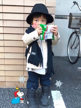 「ZARA KIDS」｜「アイテム（トレンチコート）」を使った、☆RandM☆さん（キッズ・90cm）の冬コーディネート