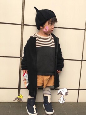 「動物モチーフ」｜「アイテム（ノーカラージャケット）」を使った、☆RandM☆さん（キッズ・90cm）の冬コーディネート