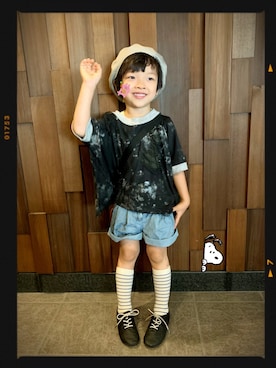 「GRISのアイテム（ハンチング/ベレー帽）」を使った、☆RandM☆さん（キッズ・100cm）の夏コーディネート