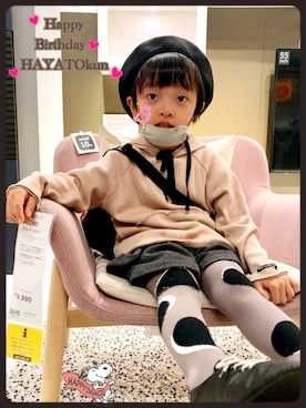「秋のカフェオレコーデ」｜「アイテム（ハンチング/ベレー帽）」を使った、☆RandM☆さん（キッズ・100cm）の秋コーディネート
