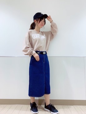 「Lee（リー）のアイテム（デニムスカート）」を使った、ちゃきさんさん（レディース・162cm）の冬コーディネート