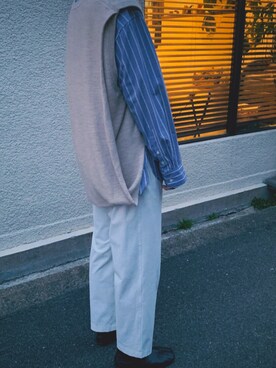 「stein（シュタイン）のアイテム（ベスト）」を使った、りょーごさん（メンズ・183cm）の冬コーディネート