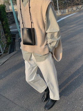 「stein（シュタイン）のアイテム（ベスト）」を使った、りょーごさん（メンズ・183cm）の春コーディネート