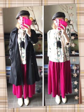 「ハンチング」｜「アイテム（トレンチコート）」を使った、Ai♡myさん（レディース・160cm）の春コーディネート