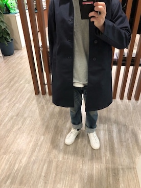 「CIAOPANIC TYPY（チャオパニックティピー）のアイテム（ステンカラーコート）」を使った、奥田さん（メンズ・180cm）の春コーディネート