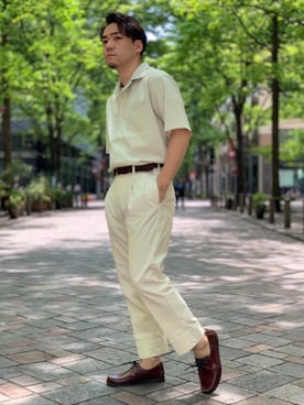「アイテム（モカシン/デッキシューズ）」を使った、oono_yさん（メンズ・172cm）の春コーディネート
