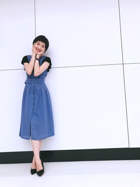 「アイテム（シャツワンピース）」を使った、张乐美子さん（レディース・164cm・20代）の春コーディネート