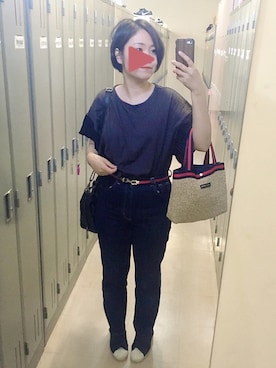 「ハイウエストストレートジーンズ」｜yucco✳︎さん（レディース・157cm）の夏コーディネート