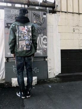 「soe（ソーイ）のアイテム（ジャケット/アウター）」を使った、にしおさん（メンズ・180cm）の春コーディネート