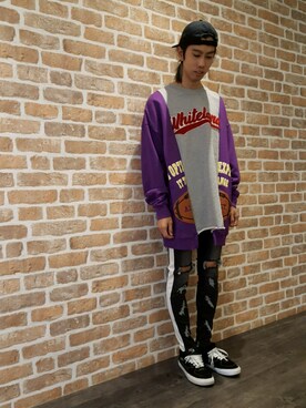「whiteland」｜「アイテム（スウェット）」を使った、にしおさん（メンズ・180cm）の秋コーディネート