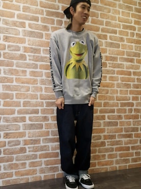 「whiteland」｜「アイテム（スウェット）」を使った、にしおさん（メンズ・180cm）の冬コーディネート