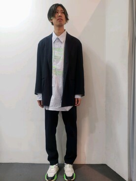 「soe（ソーイ）のアイテム（ジャケット/アウター）」を使った、にしおさん（メンズ・180cm）の春コーディネート