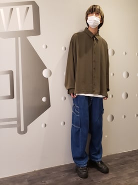 「DANKE SCHON（ダンケシェーン）のDankeSchon/ダンケシェーン/ジャイアントペインターパンツ/Giant Painter Pants（其他裤装、ブルー系）」を使った、にしおさん（メンズ・180cm）の秋コーディネート